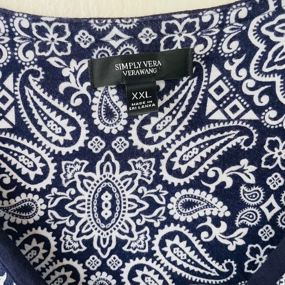 Simply Vera Vera Wang Knit V Neck scroll paisley top Size XXL - Picture 2 of 10